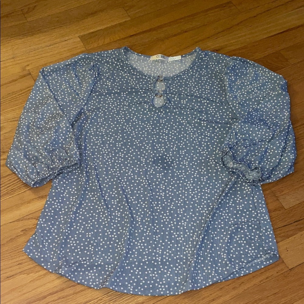 Blue Polka Dot Women's Blouse